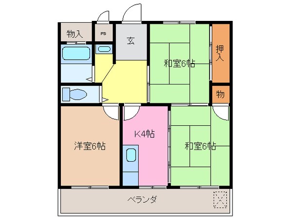 サンハイツ船江の物件間取画像